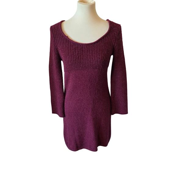 Moth Anthropologie Alpaca Blend Sweater Dress Size Medium Burgundy - Picture 1 of 4